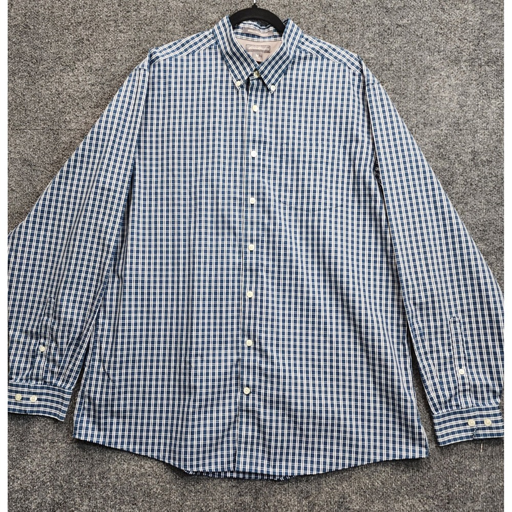 Eddie Bauer Wrinkle Free Men's Plaid Cotton Button Down Tall Shirt TXL Gorpcore